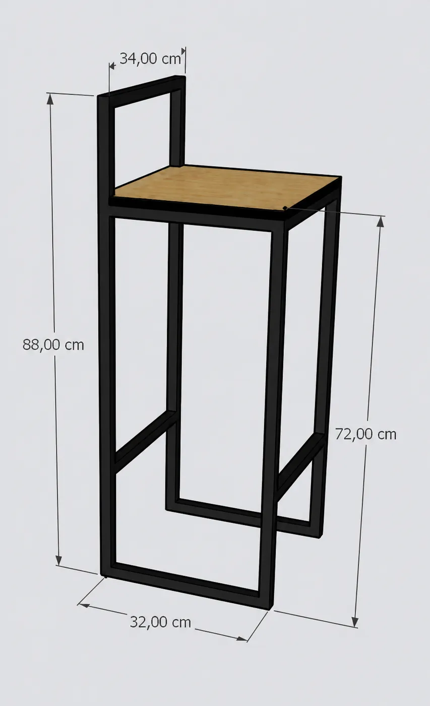 Projeto de banqueta industrial com medidas